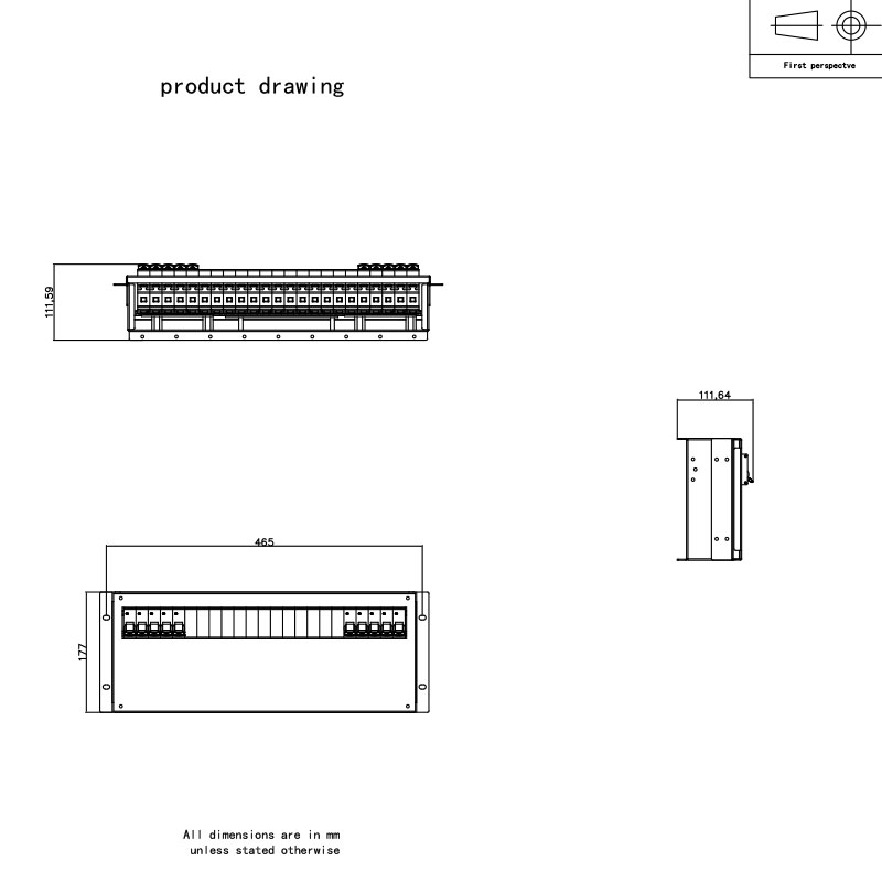 3U ব্রেকার অনুভূমিক রাক Pdu গ্রে