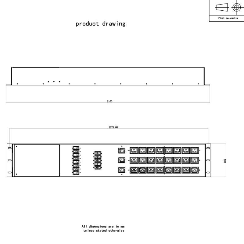 3-ফেজ 27-আউটলেট C13 C19 উল্লম্ব ব্রেকার সুইচড Pdu